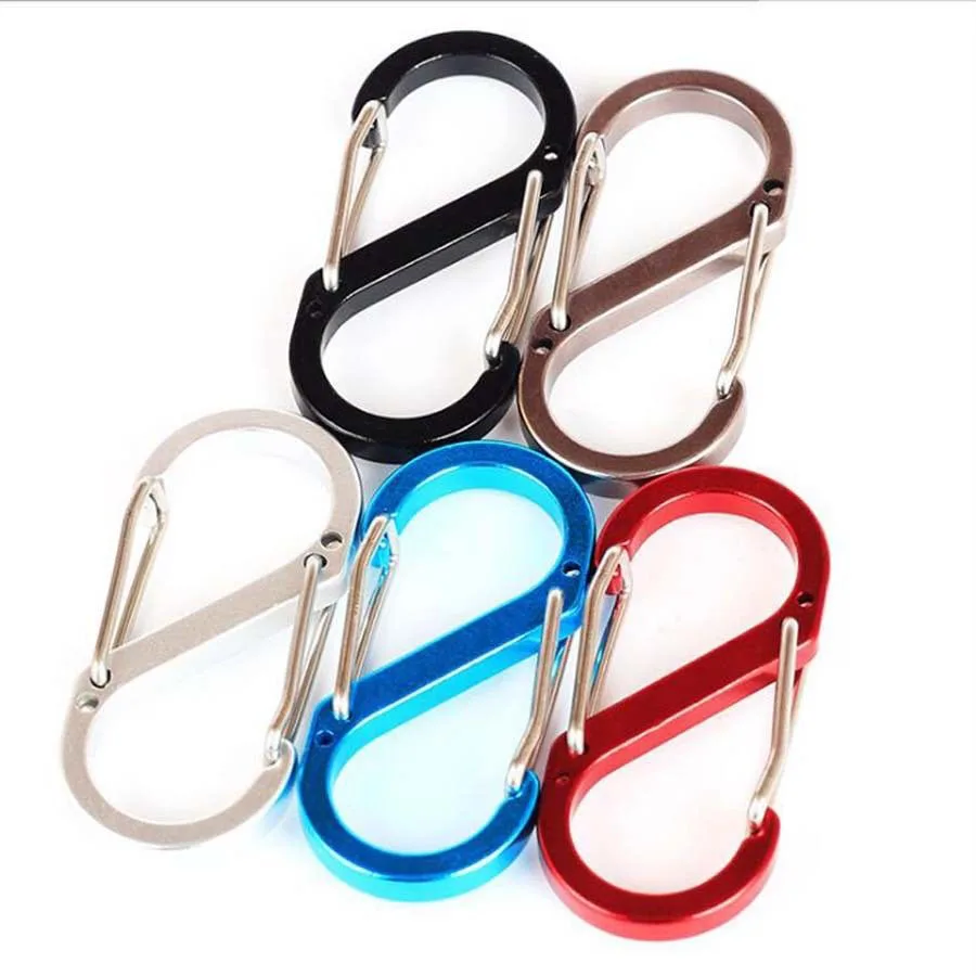 

Aluminum Alloy Keychain Lock Buckle Snap Clip Tools S Carabiner Buckle 8-shaped Outdoor Backpack Camping Climbing Accessories