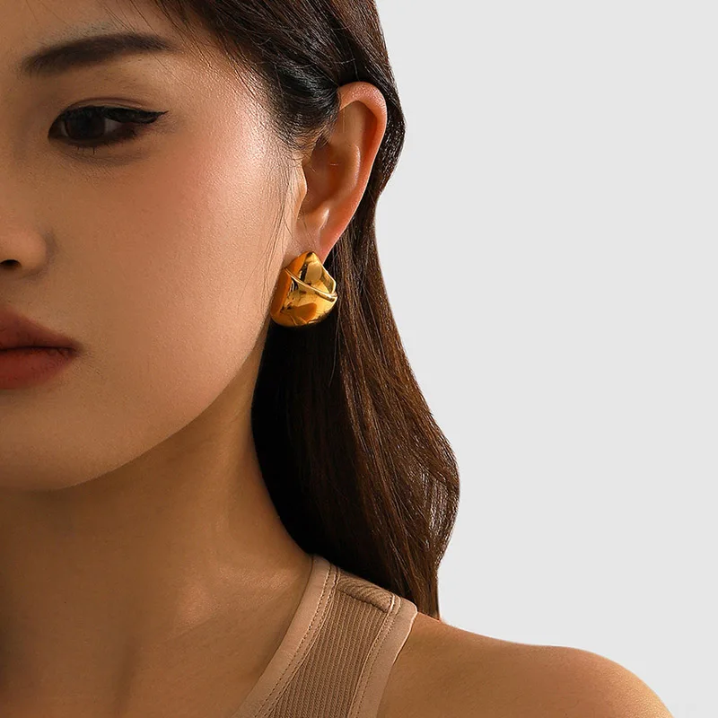 PRISCA | Круглые серьги из нержавеющей стали для женщин. Щипцы лесного ореха.