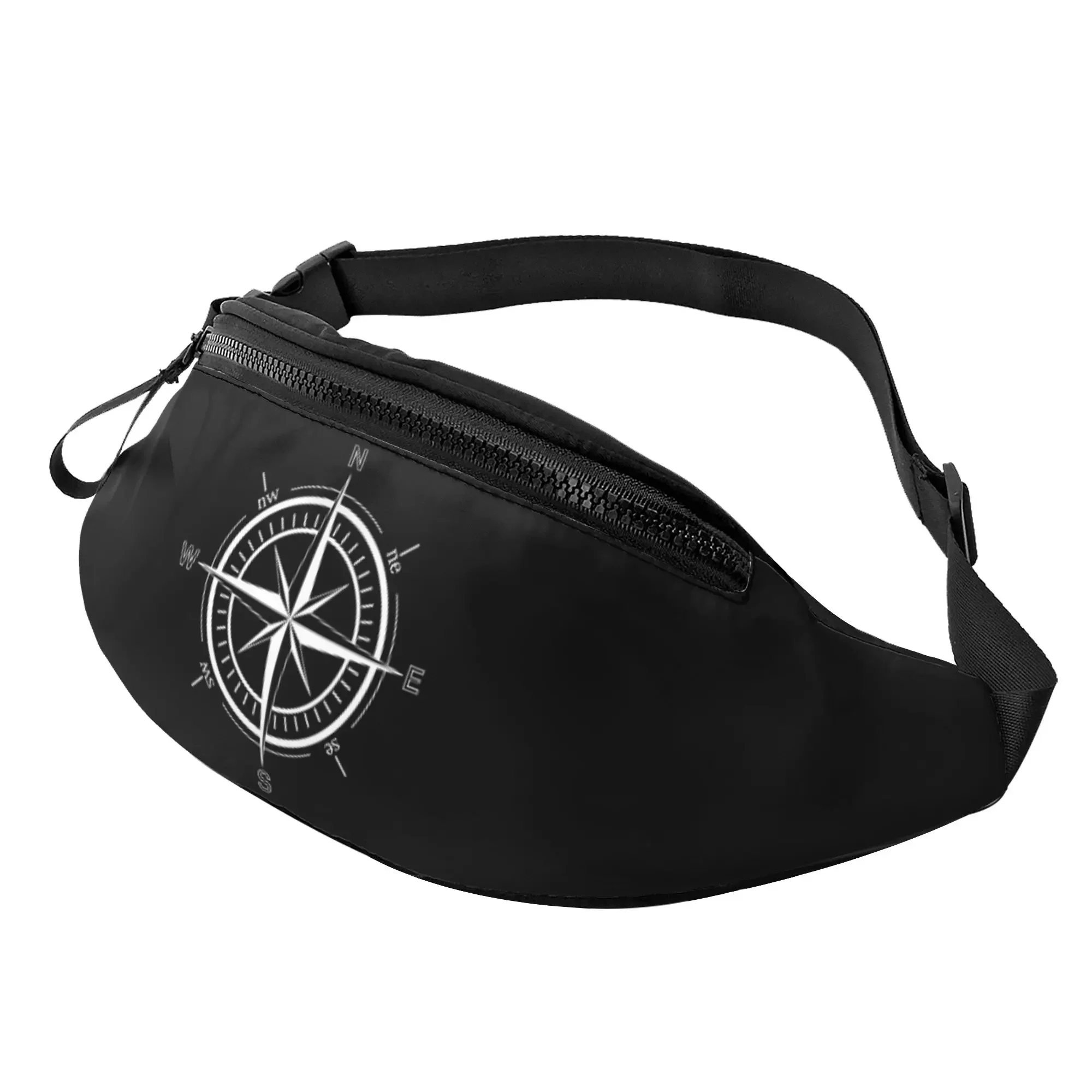 

Nautical Sailing Compass Casual Fanny Waist Pack Adjustable Belt Waist Bag for Traveling Hiking Cycling Running