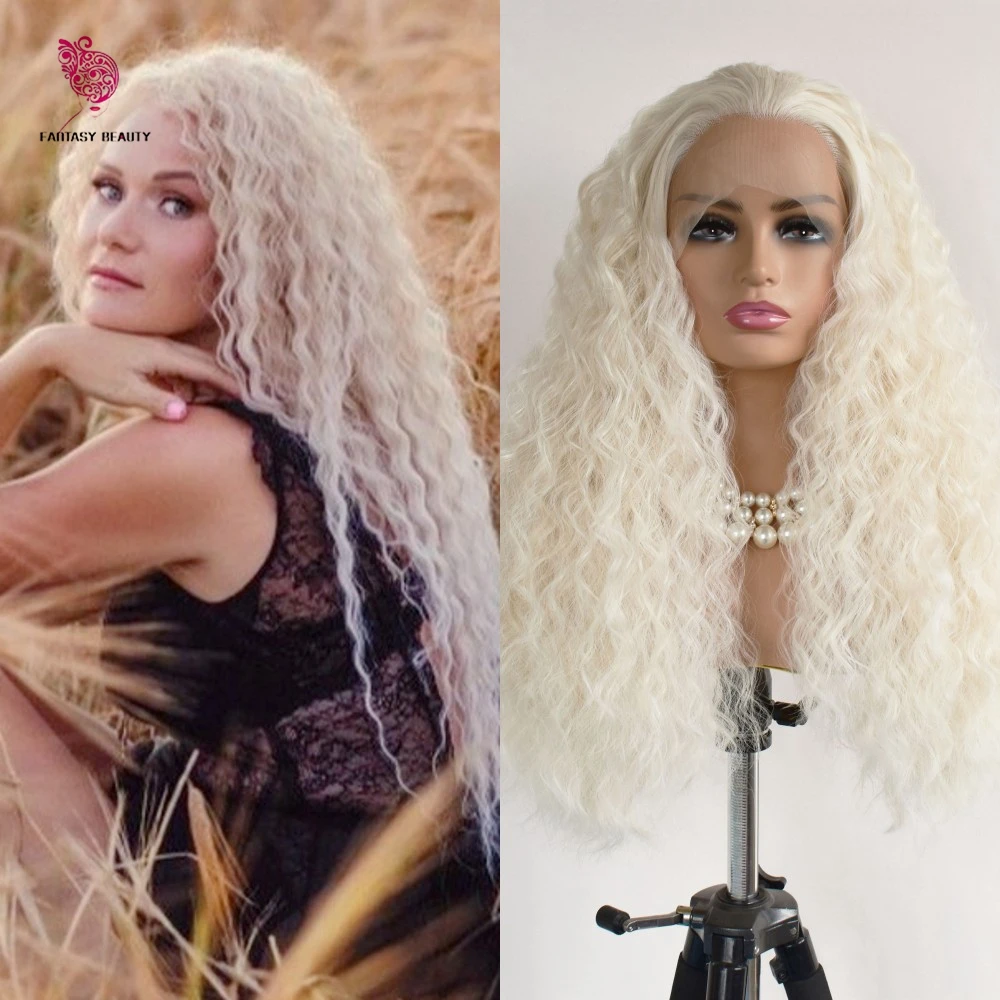

Loose Wave Synthetic Blonde Hair Lace Front Wig for White Women Free Part 13x3 Lace Front Wig with Baby Hair