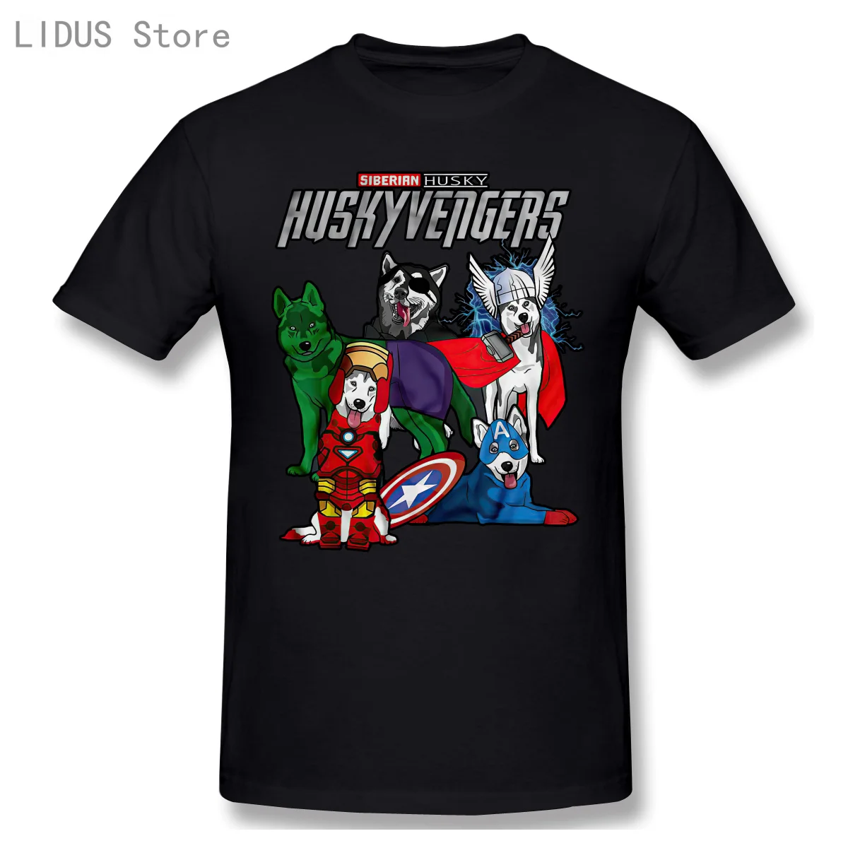 

Men Funny T Shirt Fashion Tshirt Siberian Husky Huskyvengers Short Sleeve Casual T-shirt Men Fashion 100% Cotton TShirts Tee Top