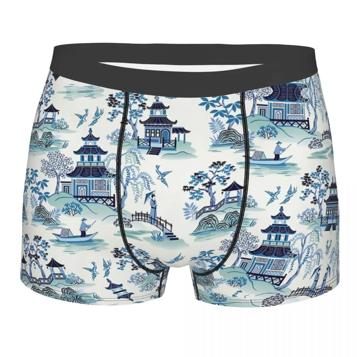 

Chinoiserie Blue Underpants Homme Panties Man Underwear Sexy Shorts Boxer Briefs