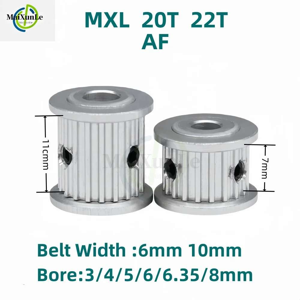 

MXL AF-type 20T 22T Teeth Timing Pulley, Bore 3/4/5/6/6.35/8mm For Bandwidth 6mm 10mm Synchronous Belt Pitch 2.032mm