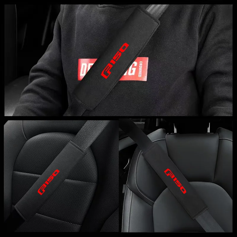

1pcs Car Safety Belt Ornament Plush Leather Anti-Fur Seatbelt Shoulder Protector For ford f150 f-150 raptor svt Pickup Llaveros