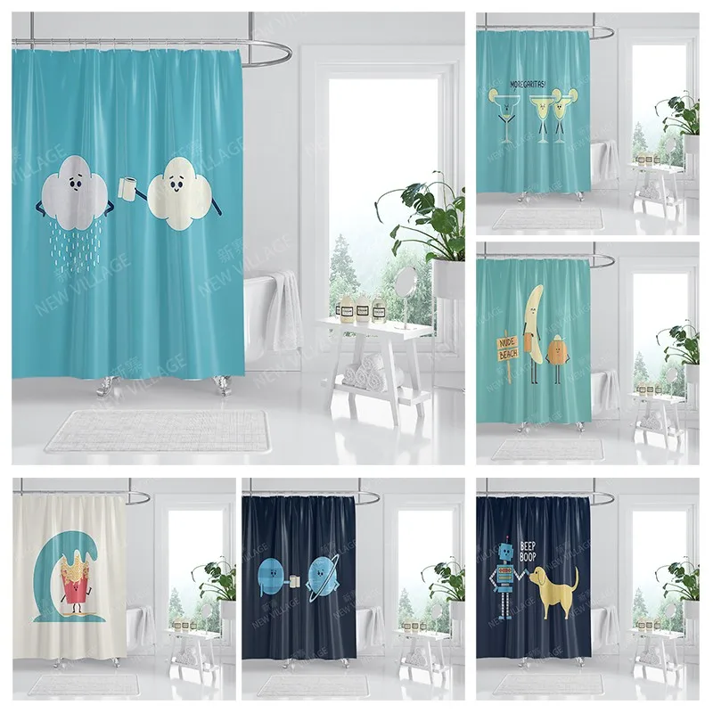 

Водонепроницаемая тканевая занавеска для душа, занавеска для ванной комнаты 180x200, занавеска для душа 240*200, милый мультяшный Декор x