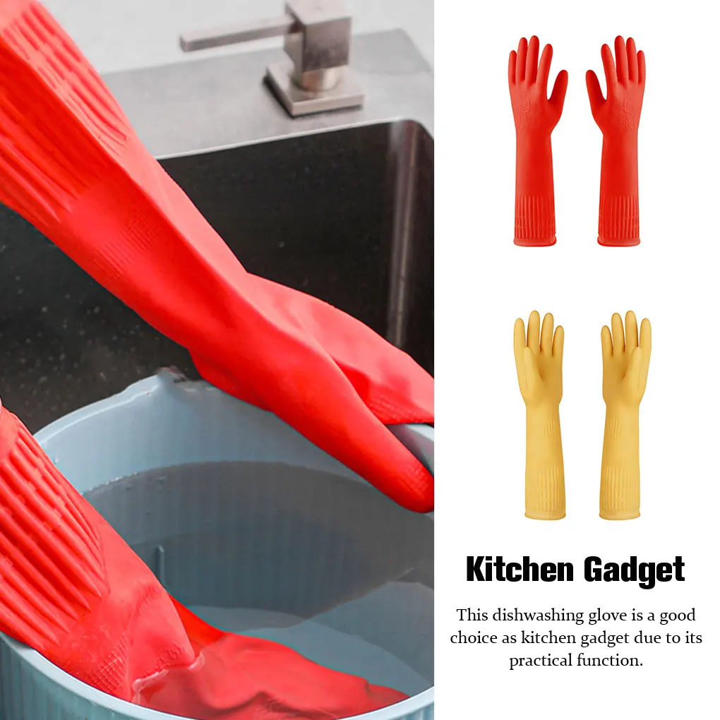 

2X Rubber Gloves Kitchen Gadget Gardening Tool Long-lasting Exquisite Workmanship Household Accessories Washing Glove
