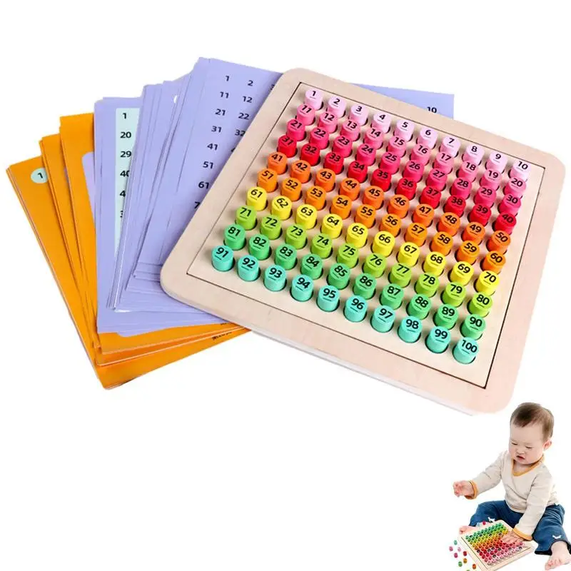 

Hundred Board Montessori 1-100 Digital Board Montessori Math Toy Number Board For 3-12-year-old Toddlers Counting To 100 For