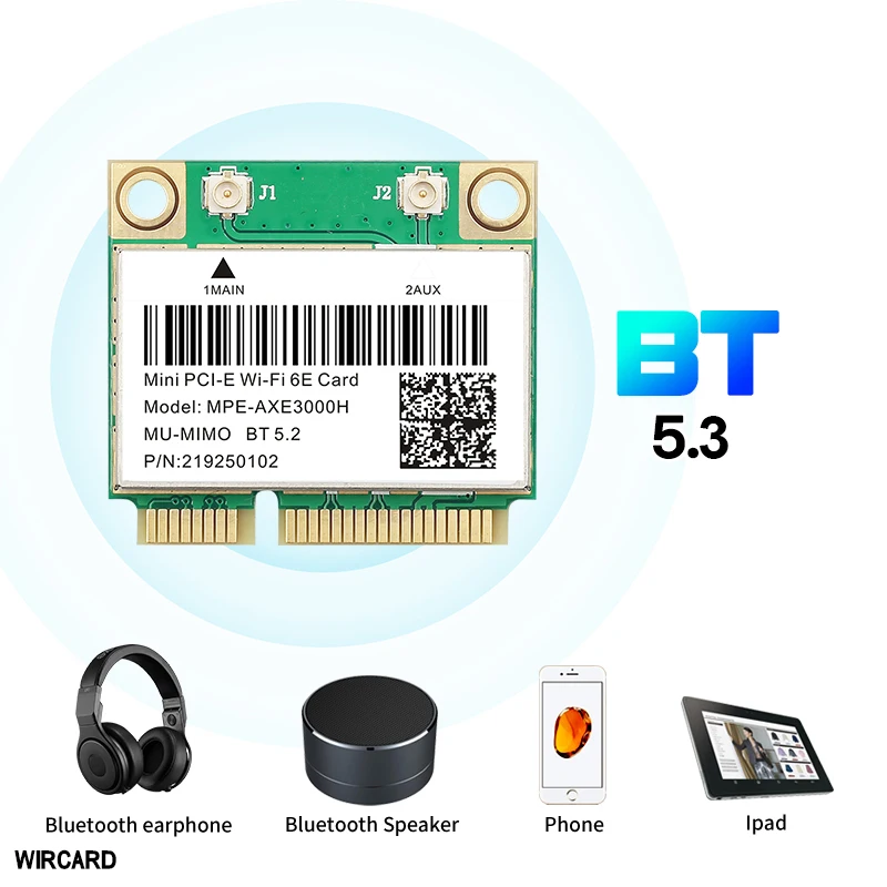 Фото WiFi 6E AX210HMW Mini PCI-E Wifi карта Intel AX210 5374 Мбит/с Bluetooth 5,3 802.11ax 2,4G/5G/6 ГГц беспроводной адаптер для ноутбука №3