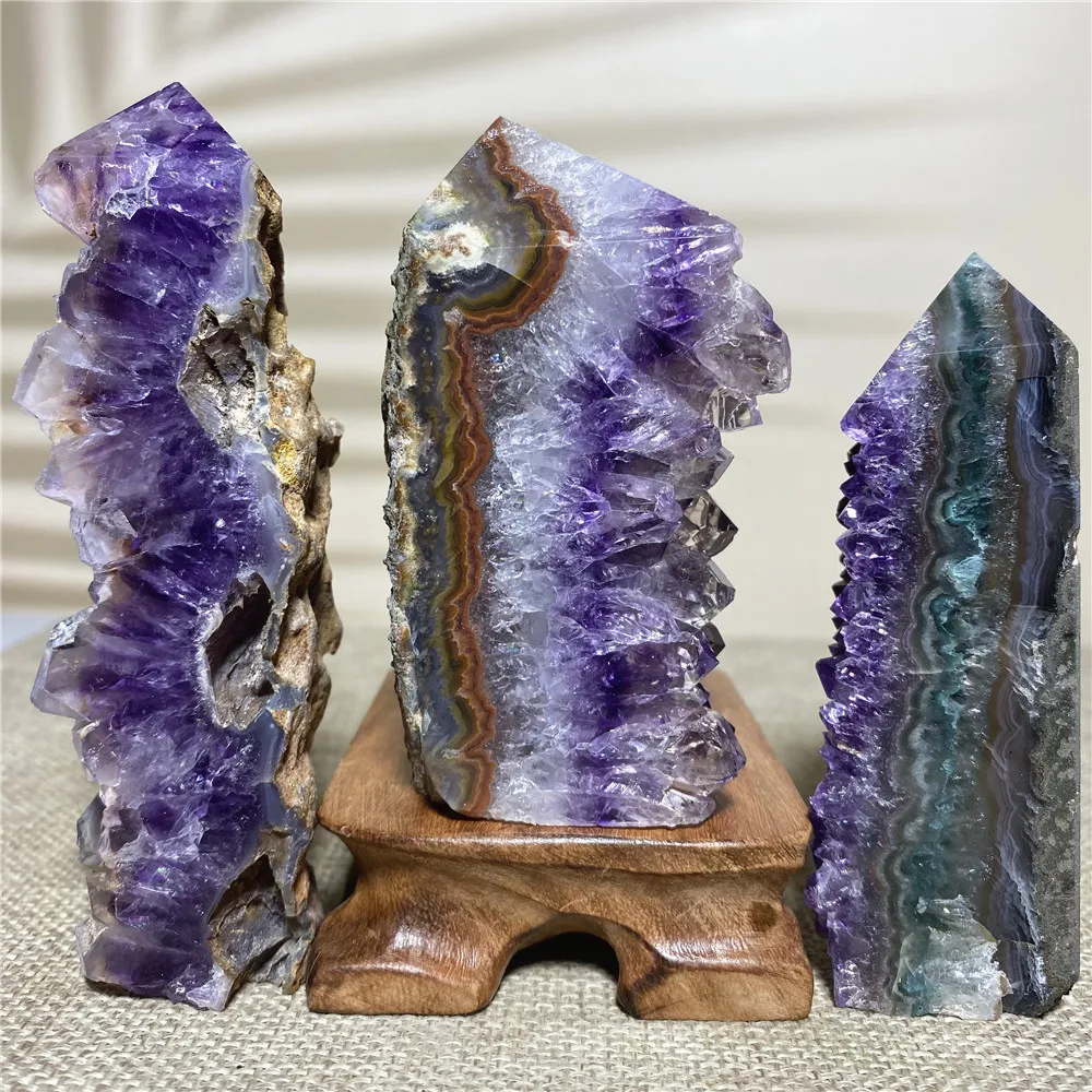 

Amethyst Agate Geode Natura Stone And Crystals Quartz Tower Wicca Rod Column Druzy Gemstones Fengshui Gift Wand Home Decoration