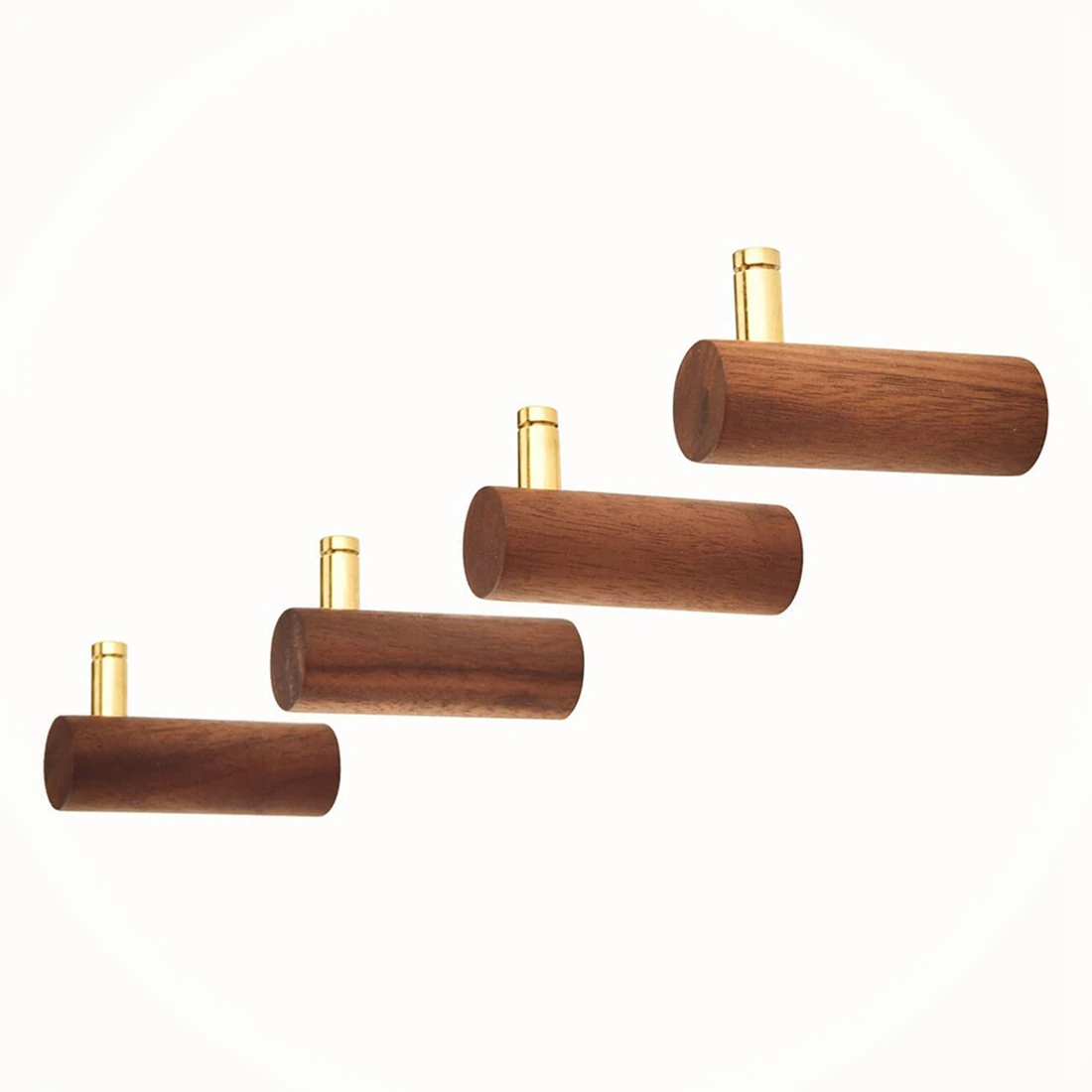 

4 Pack Coat Hook Decorative Wall Hanging with Gold Nails for Hanging Clothes Robes Hats Backpacks Keys Etc Black Walnut