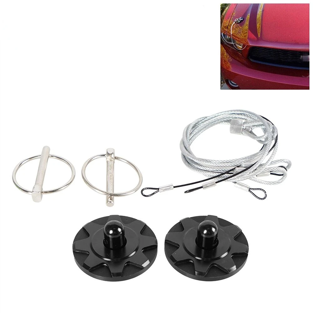 

Aluminum Hook Pins Lock With Quick Latch Rope Hood Lock Clip Appearance Kit For Racing Car Engine Bonnets Without Drilling 2Pcs