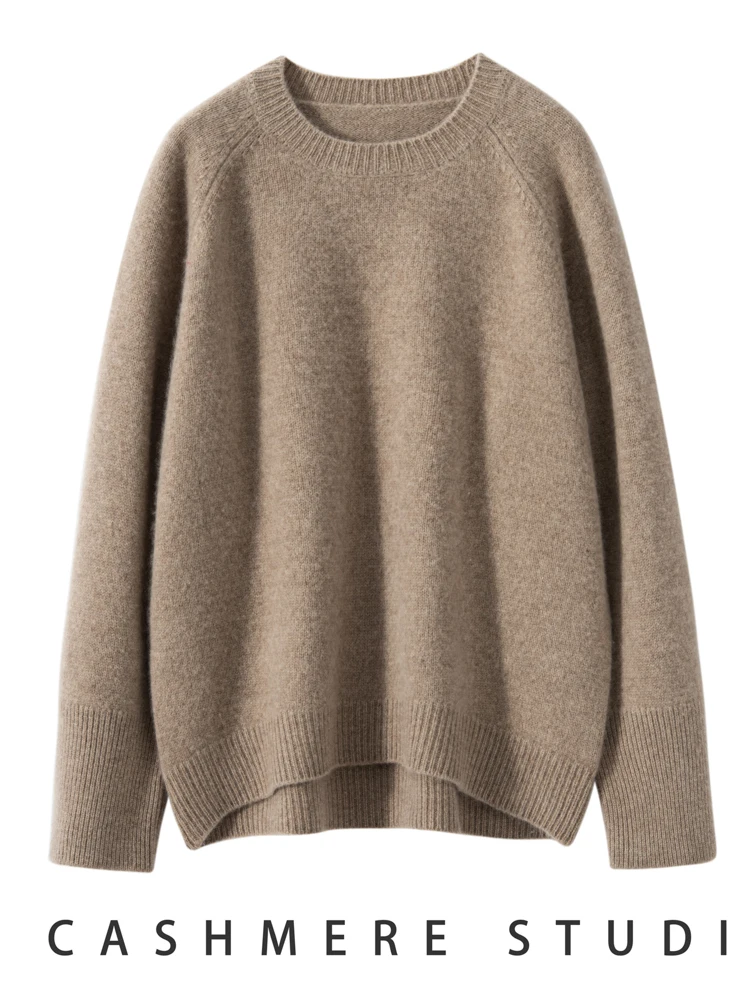 Высококачественный женский кашемировый свитер на зиму с круглым вырезом