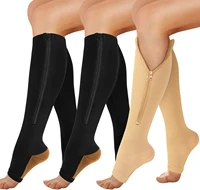 unisex burn fat zipper open toe compression sock stockings women knee leg support medical prevent varicose veins sock