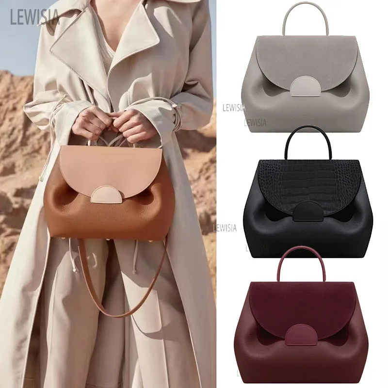 

LEWISIA 2023 New Genuine Leather Colored Large Bag ins Small Design Handbag Oblique Cross Commuter Versatile Large Capacity Wome