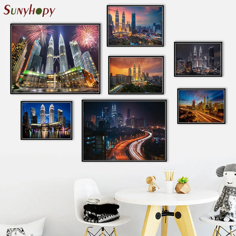 Плакат на заказ, Куала-Лумпур, холст, плакат, искусство, фототкань, настенный плакат, печать 30x45 см 40x60 см