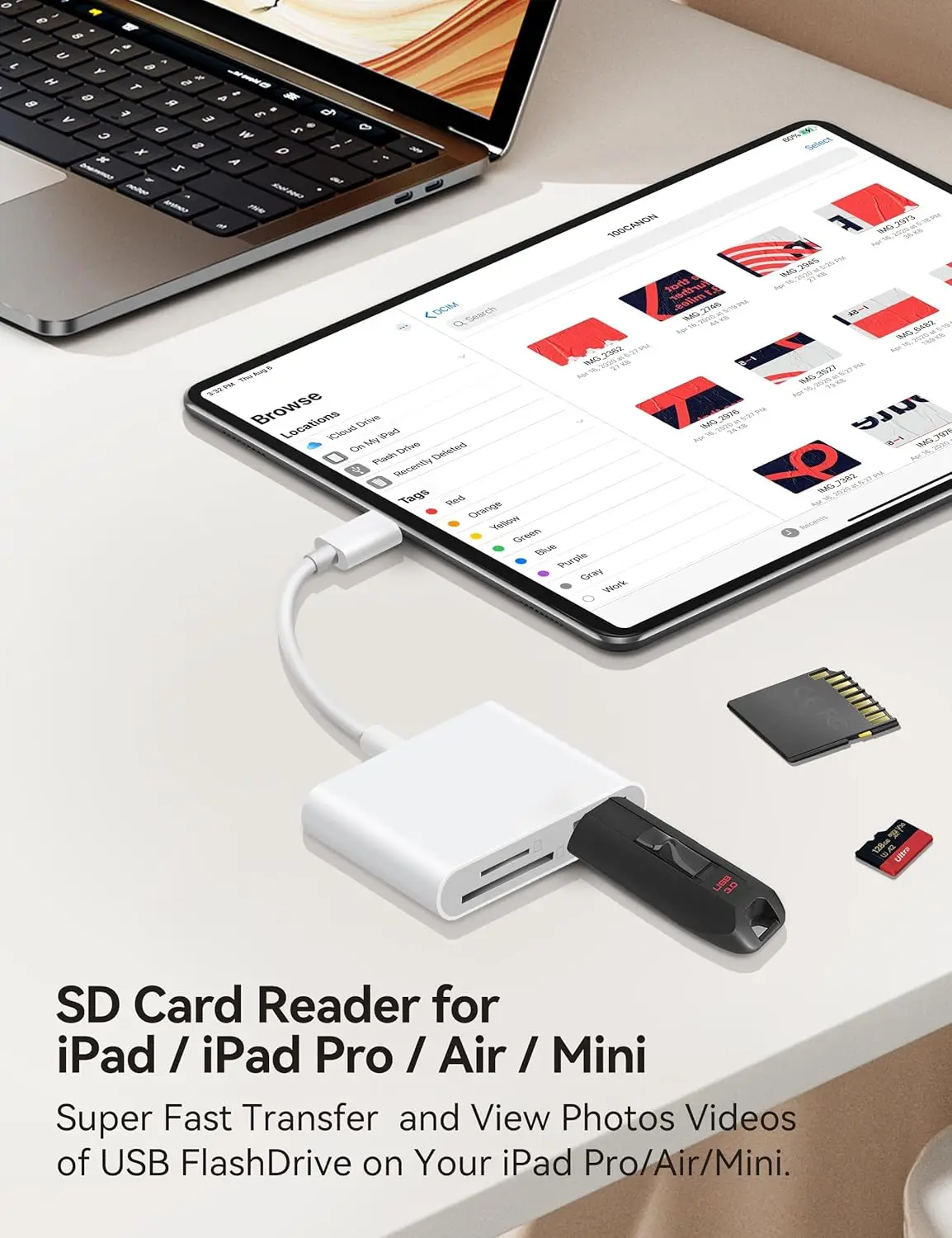 Фото Устройство чтения карт памяти USB C — SD, адаптер BnmxTek SD Card с 3 портами SD MicroSD USB, устройство чтения карт памяти USBC для iPhone 15 16, iPad, Mac №5