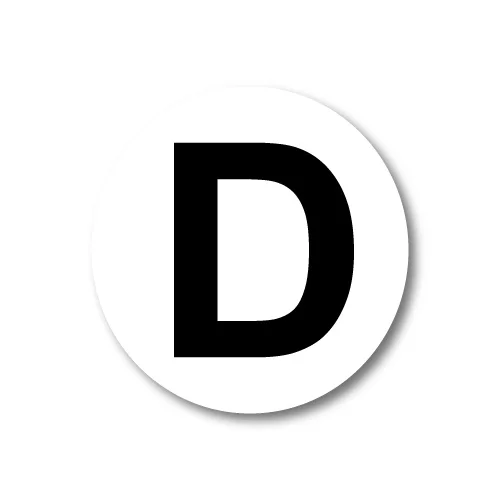 Наклейка с буквой D 6x6 см | Канцтовары для офиса и дома