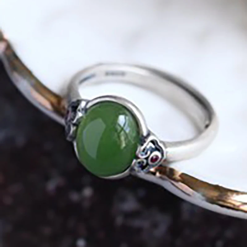 

Открытое кольцо из тайского серебра с натуральной яшмой из хэтяня, оригинальный дизайн в китайском стиле, легкие Роскошные Очаровательные ...