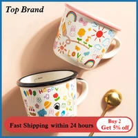 mugs 350ml breakfast cup cartoon white ceramic mug with spoon tchildrens milk cup drinking cup household coffee cup tea cup