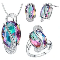 colorful zircon jewelry set light luxury fashion three piece set