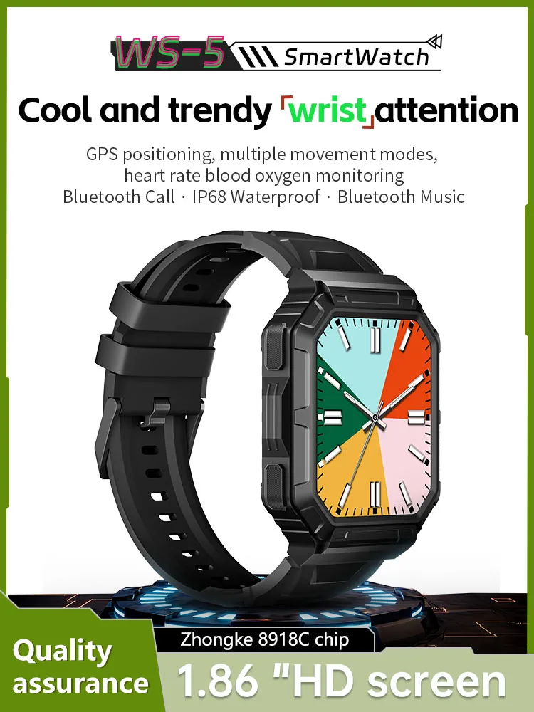 

Rugged Tactical Military Men's Smart Watch Waterproof Sport Tracker Heart Rate Blood Pressure Sleep Monitor Watch For Android
