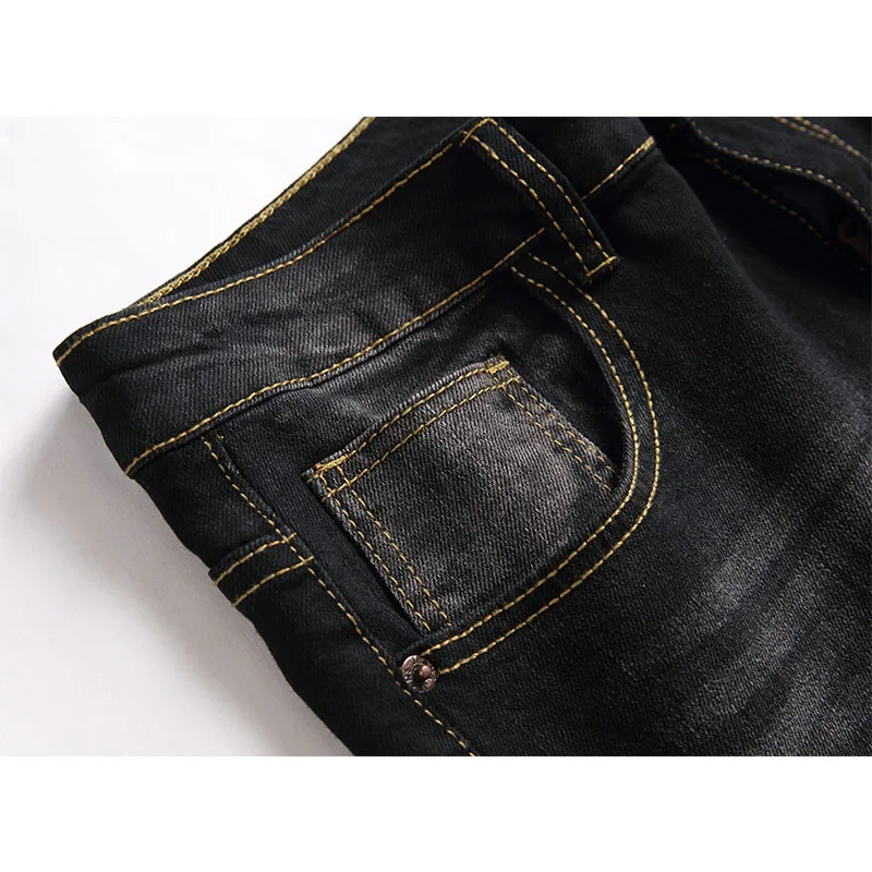 2022 Fashion Skinny Jeans Teenagers Slim Animal Embroidery Stretch Straight Leg Trousers Daily Leisure Party Trend Men's Wear