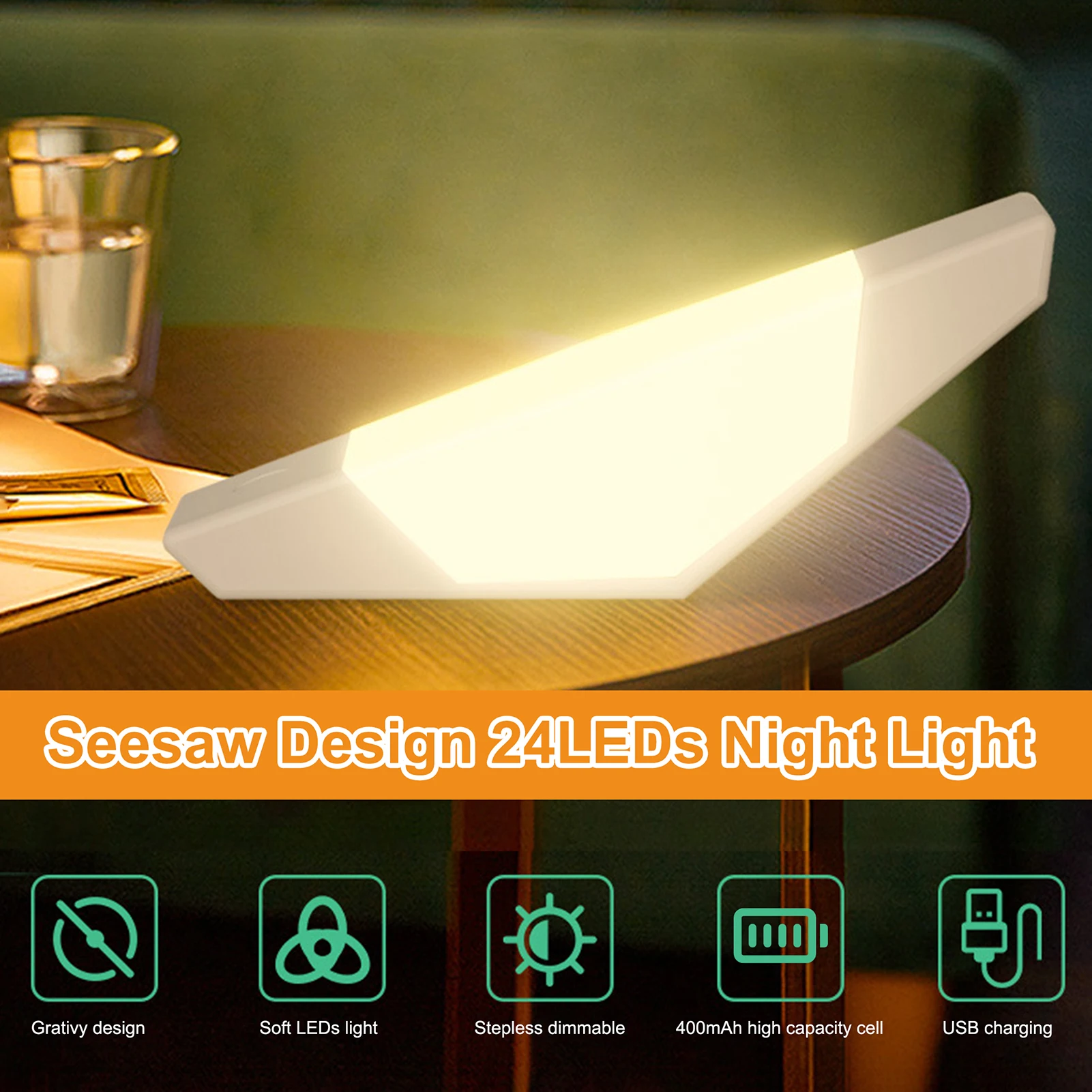 

Светодиодный ночсветильник с 24 светодиодами, настольная лампа G-ravity, Индукционная Чувствительная Сенсорная плавная регулировка яркости, за...