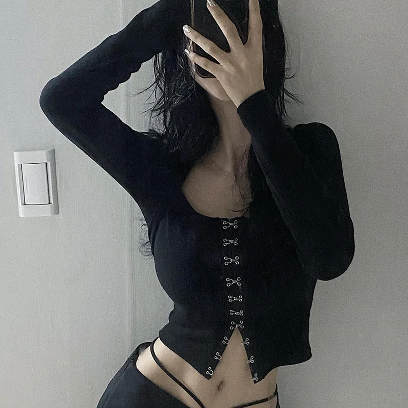 

Women Cardigan Long Sleeve T-shirt Female Slim Short Bottomed ShirtNuyoah