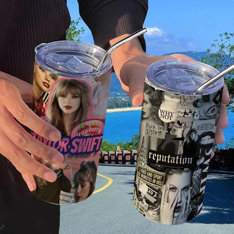 

Taylors Swift Cup The Eras Tour Stainless Steel Cup Taylor Swift Merchandising 20Oz Insulated Straws And Lid Coffee Mug Swifties