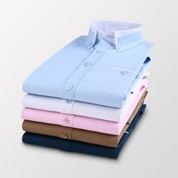 2021 new autumn mens business long sleeve shirt solid color fashion casual slim white shirt male brand clothes