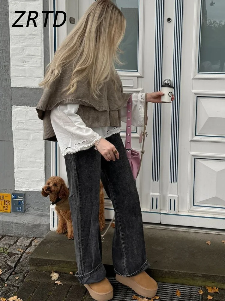 Однотонная женская накидка с круглым вырезом и рукавами