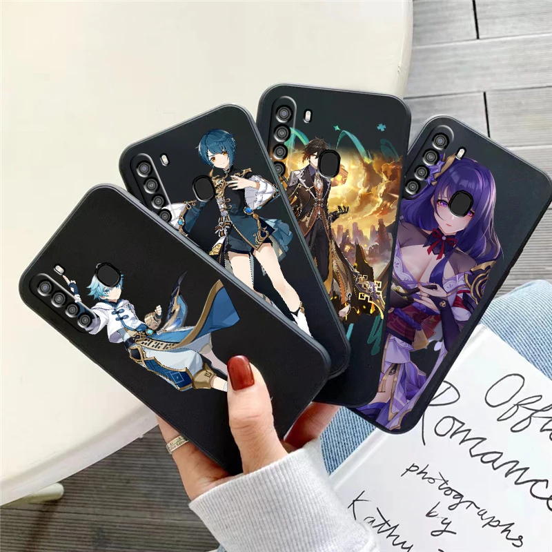 

Genshin Impact Project Game Phone Case For Samsung Galaxy A01 A02 A10 A10S A20 A31 A22 4G 5G Black Liquid Silicon Back Coque