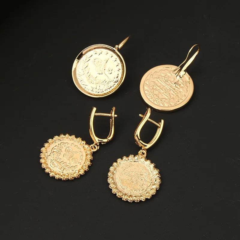 

Dicai Coin Earrings Totem Pendant Arabian Coin Pendant Luxury Women Wedding Jewelry Party Favor Copper Gold Plated Hoop Fashion