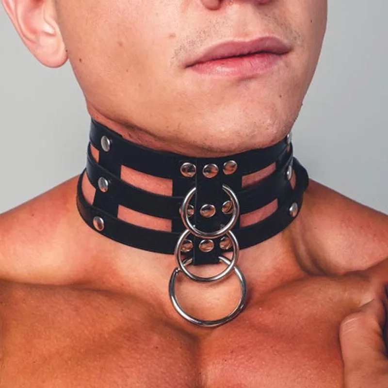 

Man Harness Handmade PU Leather Fetish Gay Underwear Punk Style Adjustable Chest Bondage Belts Collar Wristband Harness Tops