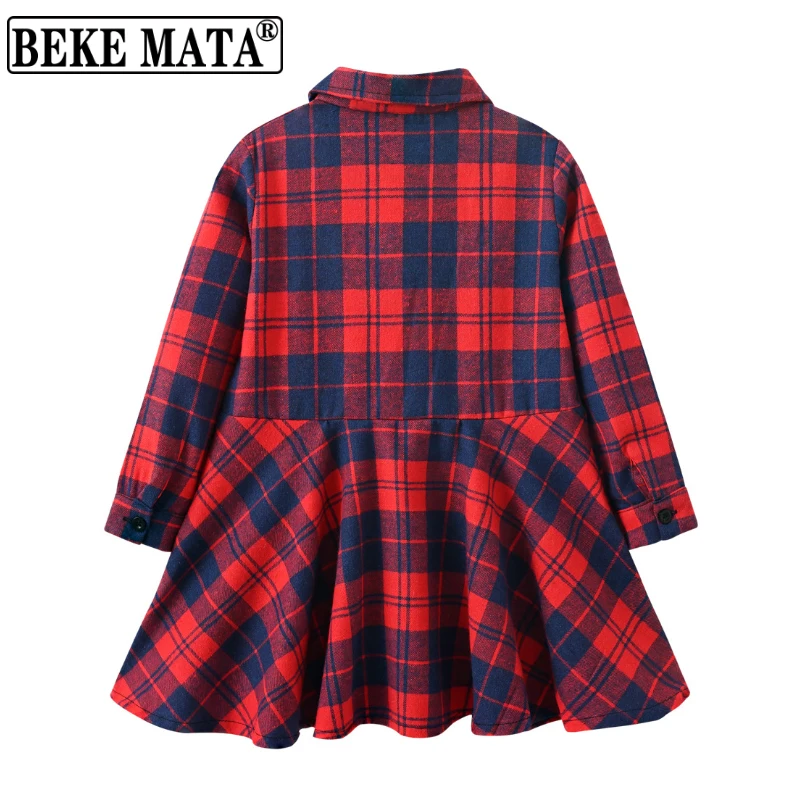 Клетчатые блузки BEKE MATA для девочек школьные рубашки девочек-подростков с длинной
