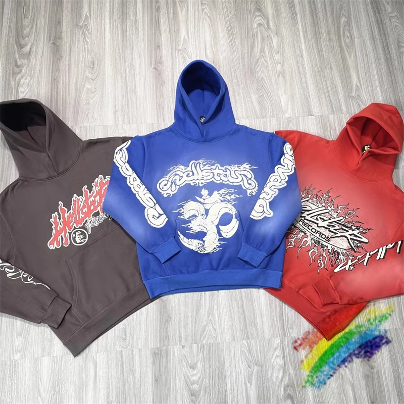 

Толстовка с капюшоном HELLSTAR 2023fw для мужчин и женщин, Высококачественный винтажный Повседневный пуловер с капюшоном