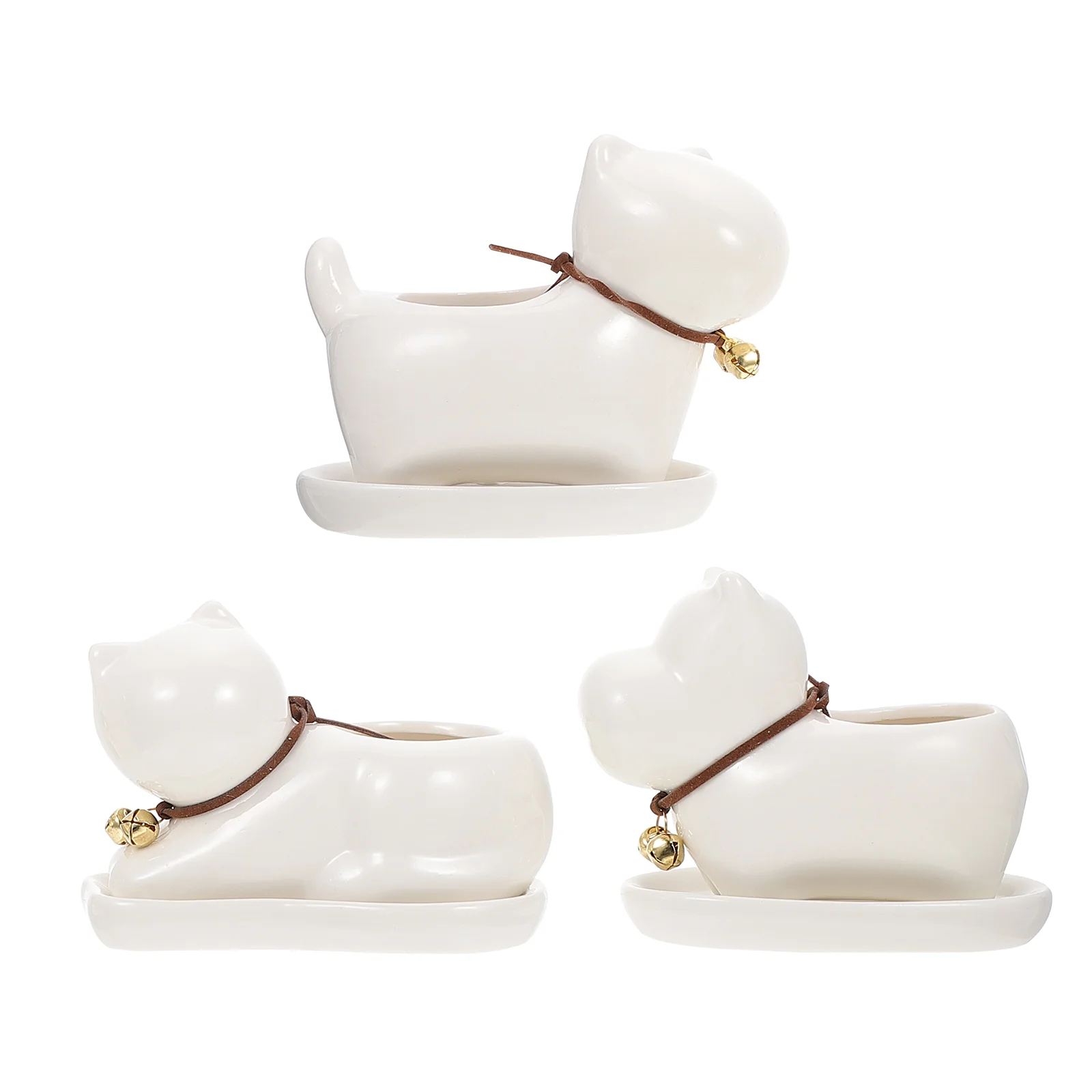 

3sets Succulent Flower Pot Decoration Adorable Ceramic Flower Pots White
