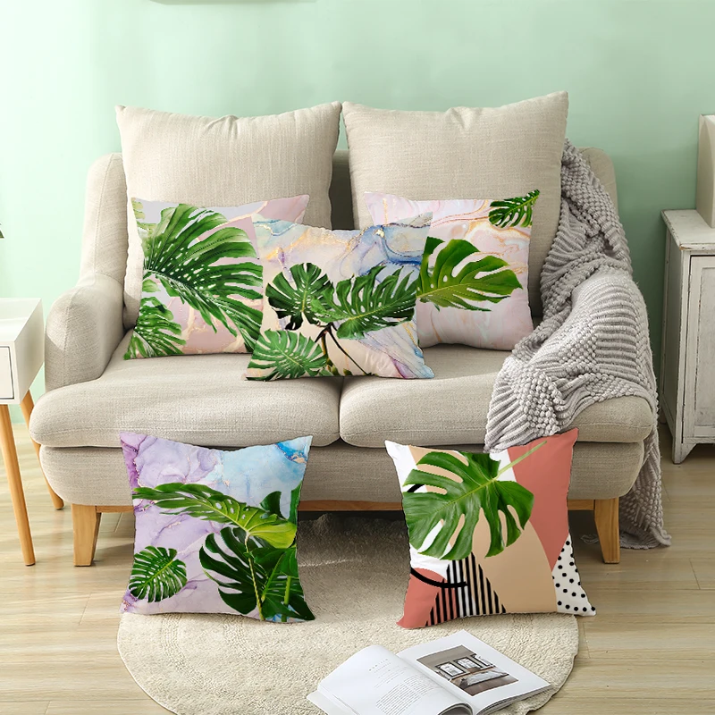 

2022 Summer Tropical Style Throw Pillows Cushion Cover Designer Polyester Pillow Case Home Decor Cojines Decorativos Para Sofa