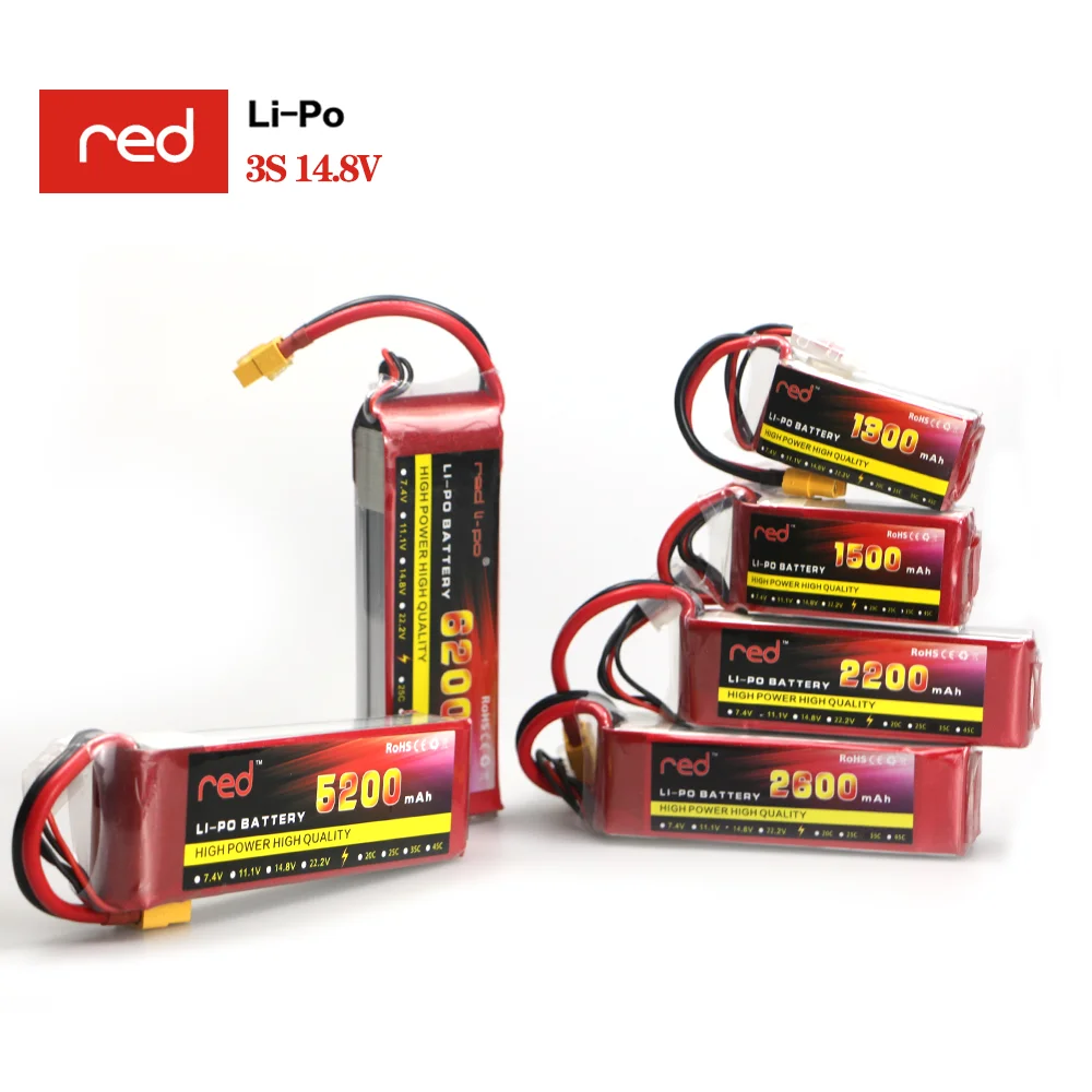 

Red 3S 11.1V 1300 1500 1800 2200 3000 3500 4000 4500 5000 6000mAh 25C 35C 60C LiPo Battery For RC Toys Drone Airplane Car Boat