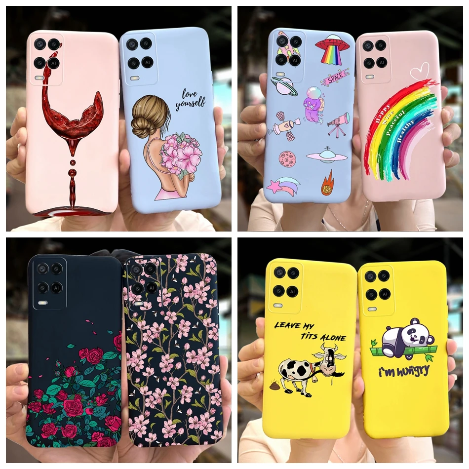 Женский чехол для Oppo A54 CPH2239, силиконовый чехол с цветочным рисунком девушки Ranibow, мягкая задняя крышка из ТПУ для OppoA54 4G A 54 2021, чехол