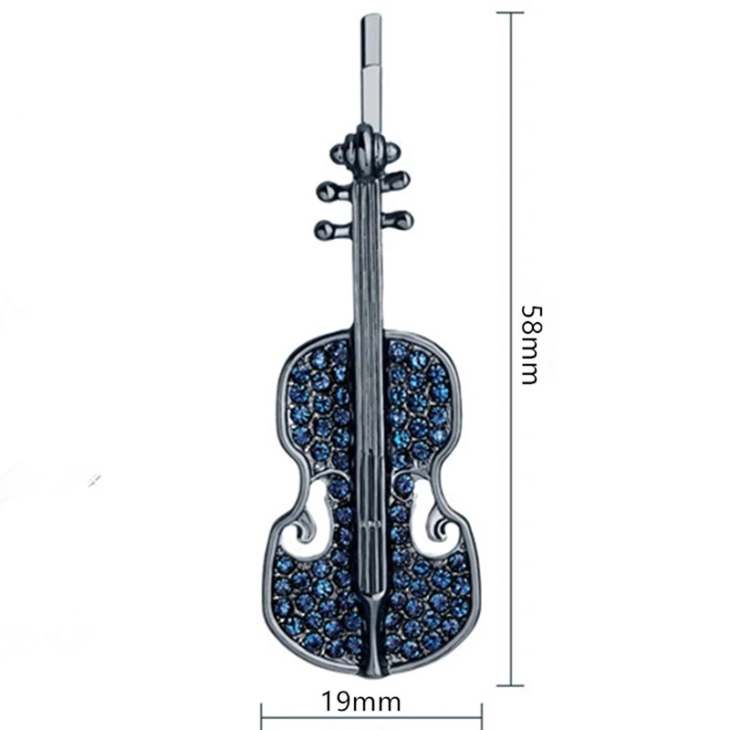 

New High Quality Fashion Violin Shape Hairpin Women's Blue Rhinestone Cute Hairpin Girl Headwear Jewelry Gift