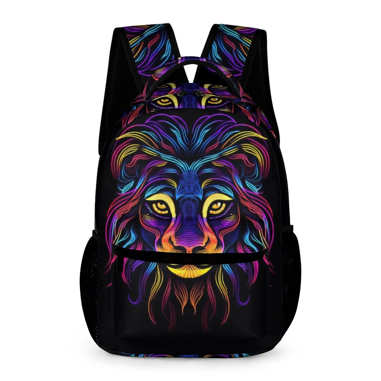 

Lion Backpack Line Art Neon Modern Backpacks Female Daily Large High School Bags Custom Rucksack