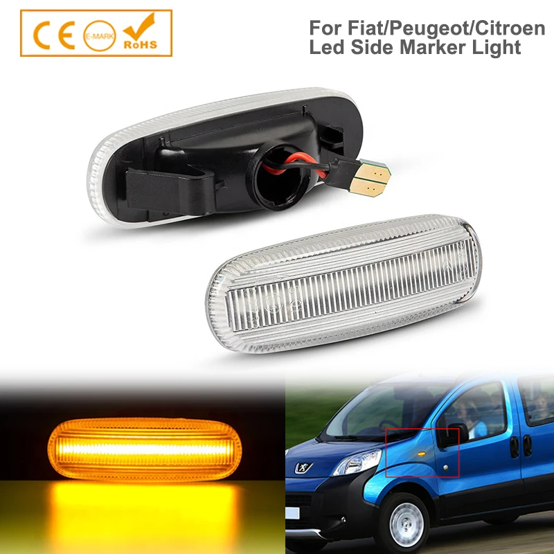 

2x LED Dynamic Blinker Side Marker Mirror Turn Signal Light For Fiat Panda Punto Evo Stilo Qubo Peugeot Citroen Lancia Musa(350)