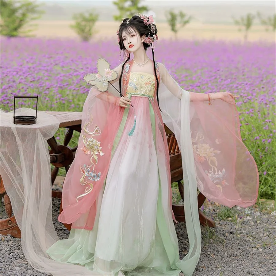 Винтажное женское традиционное китайское платье Hanfu для сценических танцев