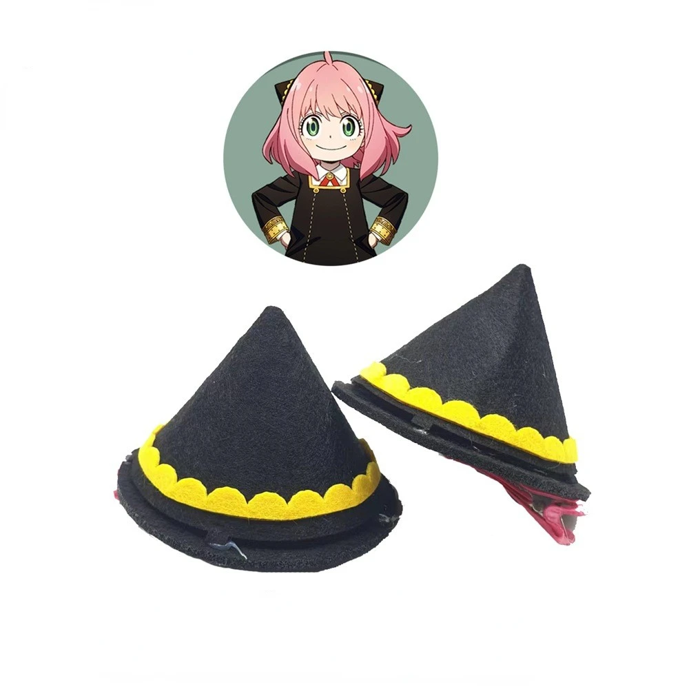 

Anime Spy x Family Cosplay Headdress Anya Forger Black Pointed Felt Two Color Hairpin Girl Headdress Gift