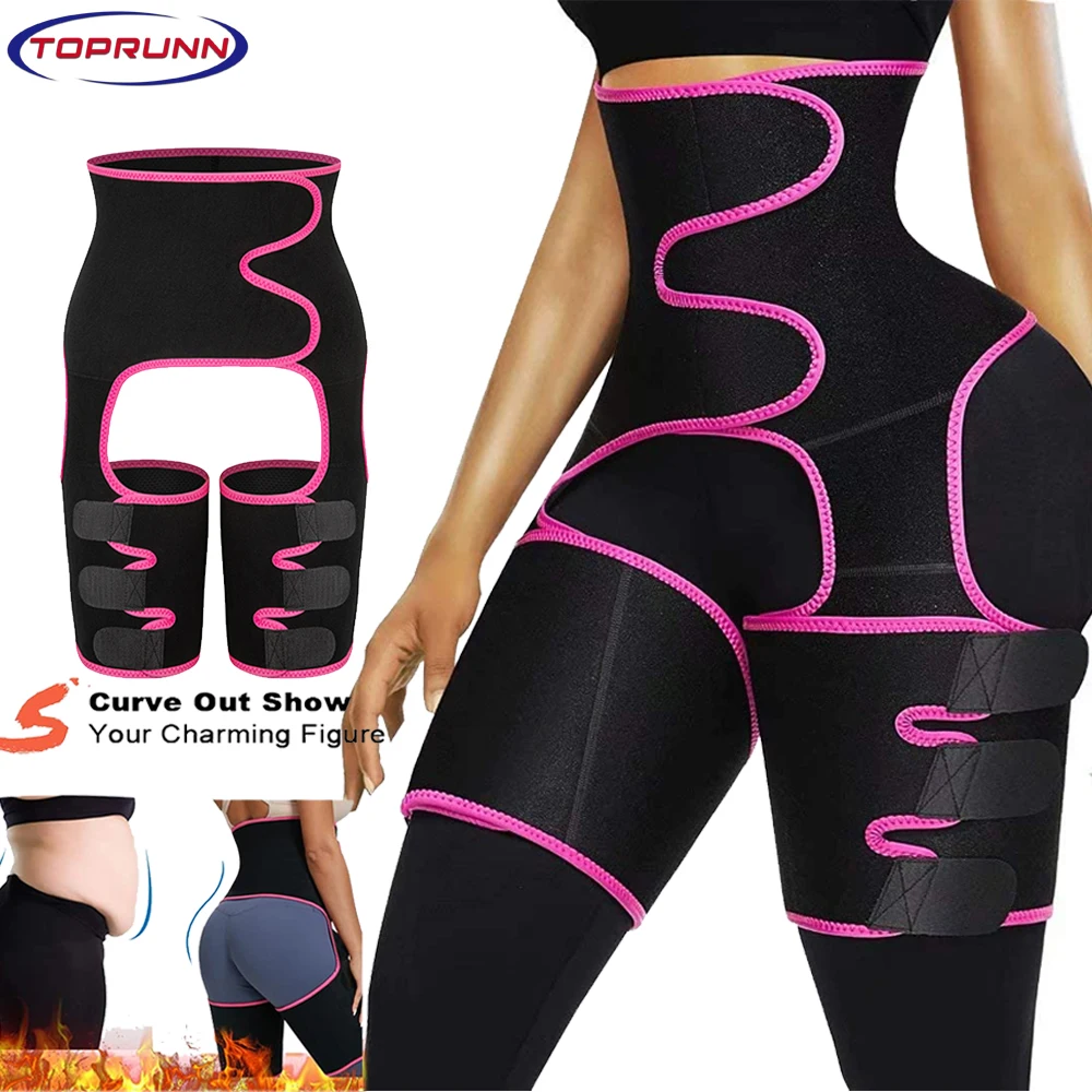 

TopRunn Waist Trainer Women 3-in-1 Waist Thigh Trimmer Body Shaper Weight Loss Slimming Support Belt Hip Raise Corsets Fitness