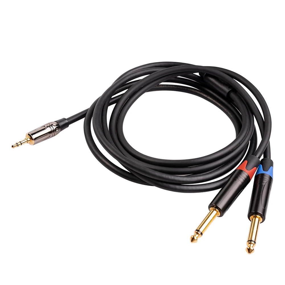 

Aux Cable 3.5mm To Double 6.35mm Audio Converter Cable TRS 3.5mm Male / TS 6.35mm Male Splitter Cable