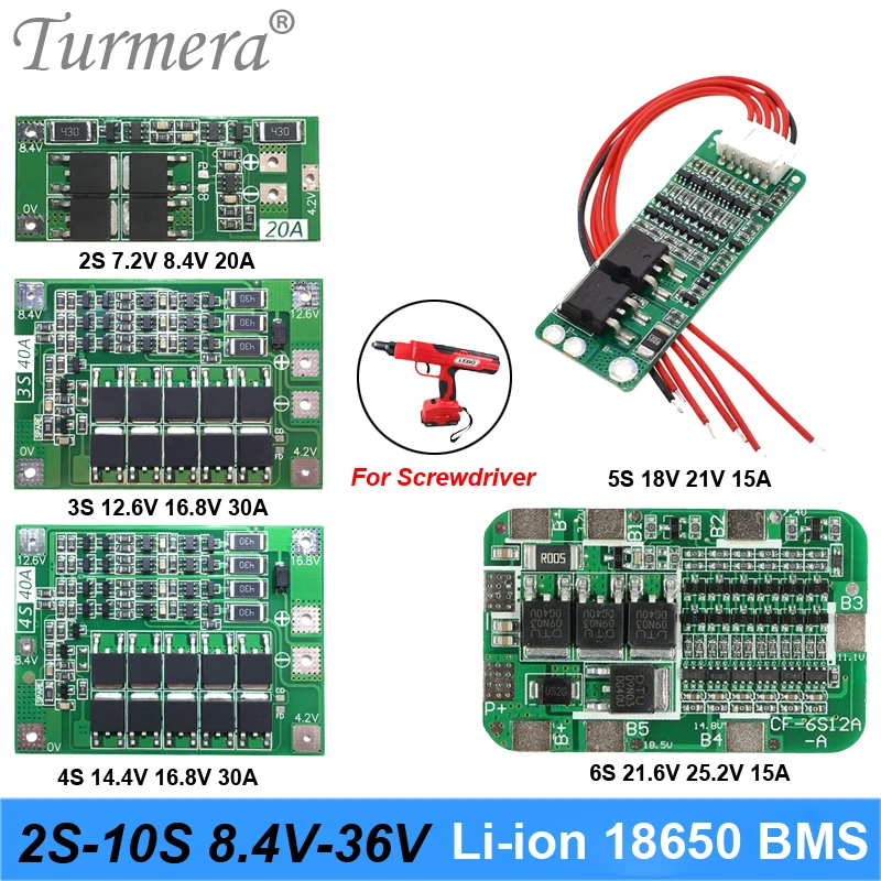 

2S 3S 4S 5S 6S 10S Li-ion Lithium Battery 18650 Charger PCB BMS Protection Board For screwdriver battery Lipo Cell Module