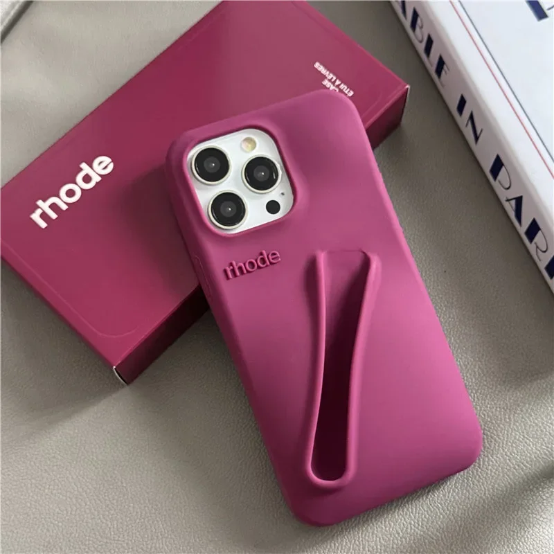 With Box DIY Rhode Phone Case for iPhone 16 15 14 13 12 11 Pro Max Plus Lipstick Portable Lip Gloss Holder Soft Silicone Cover