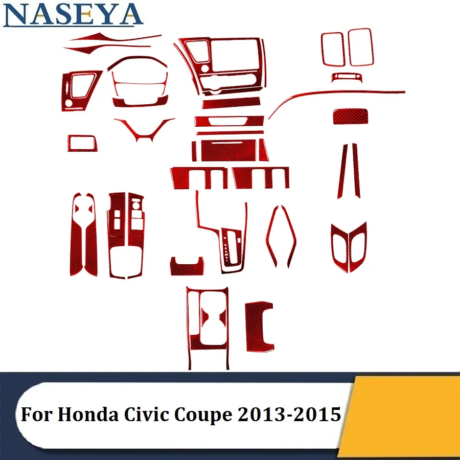 

For Honda Civic Coupe 2013 2014 2015 Carbon Fiber Red Stickers Car Interior Decorative Accessories